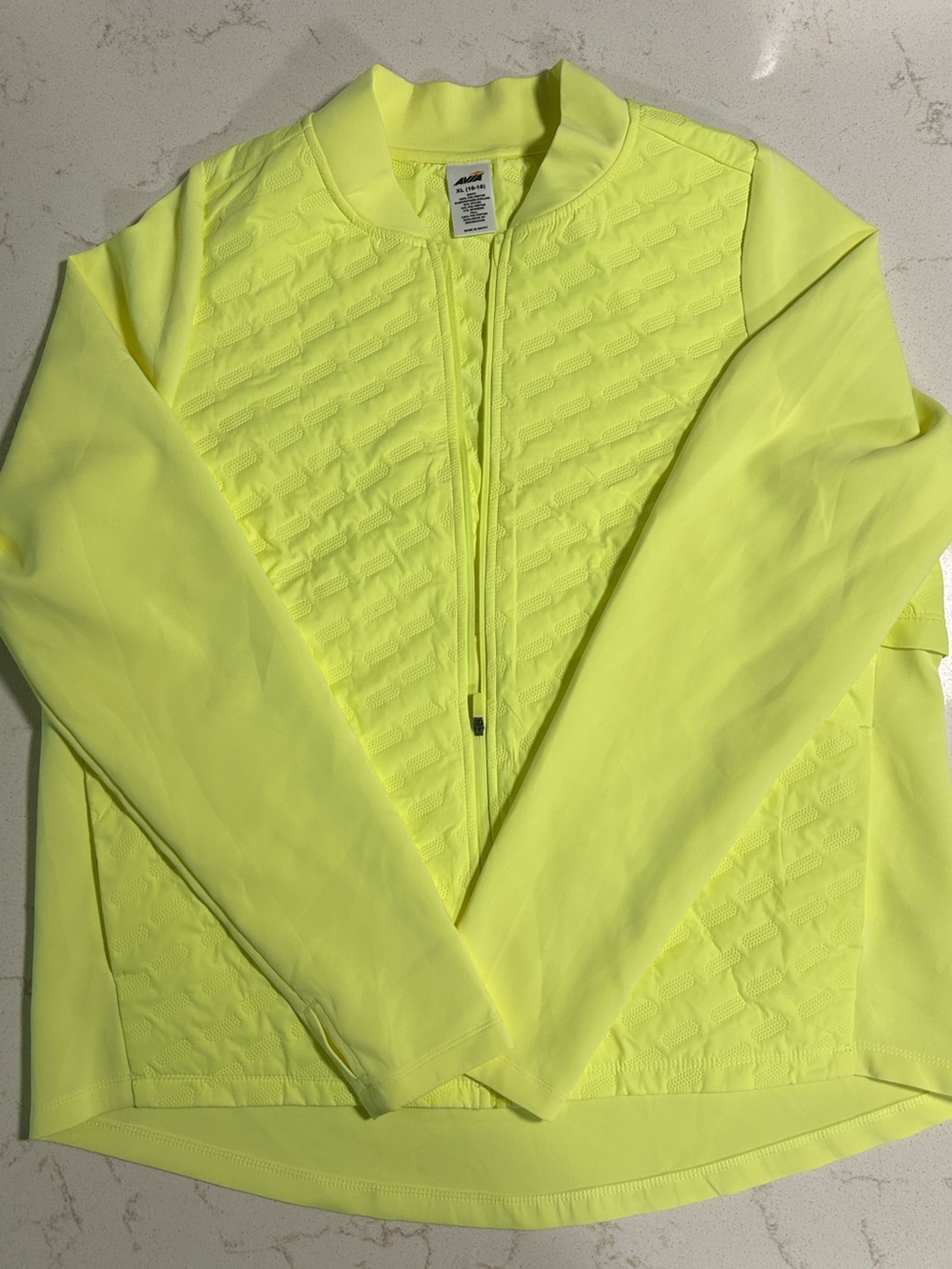 Avia Neon Yellow Quilted-Front Bomber Jacket